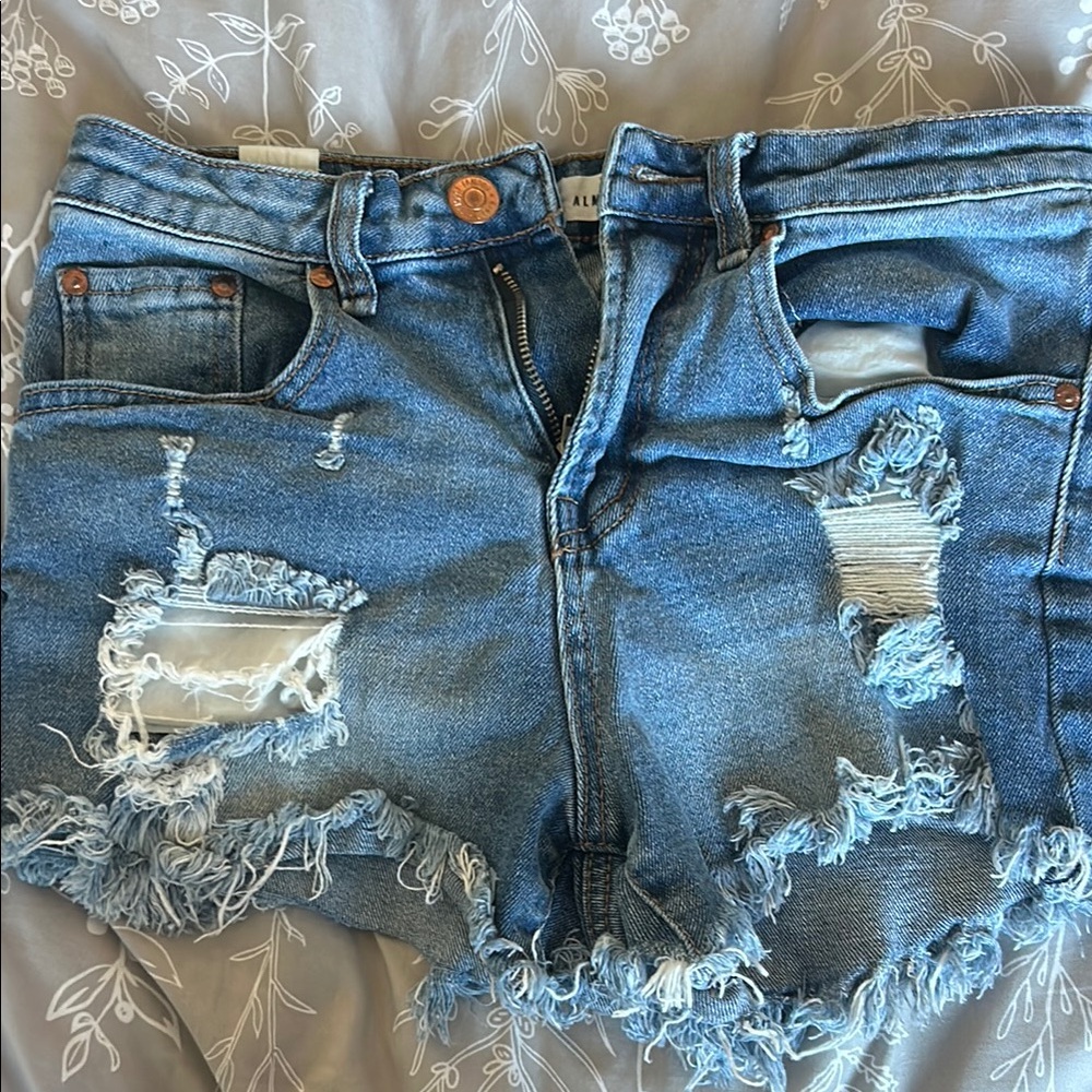 Almost Famous Blue Distressed Jean Shorts